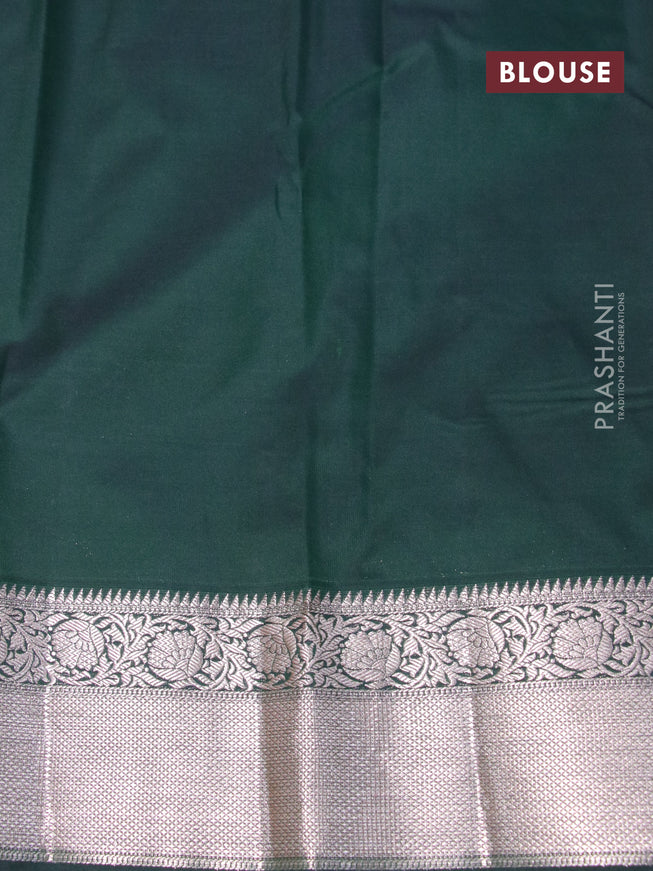 Bangalori silk saree sandal and bottle green with allover zari weaves and zari woven border