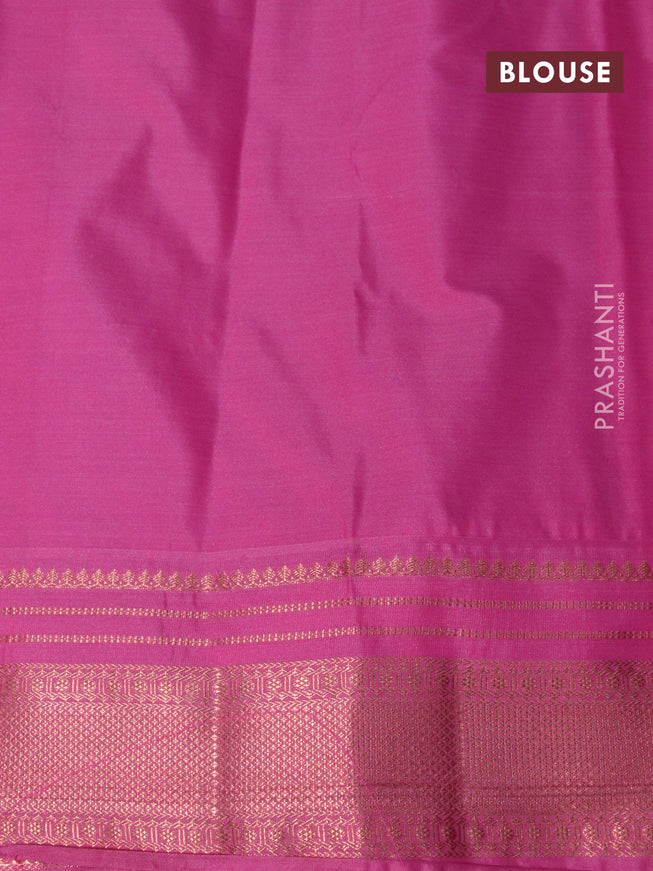 Bangalori silk saree grey and pink with copper zari woven butta weaves and copper zari woven border