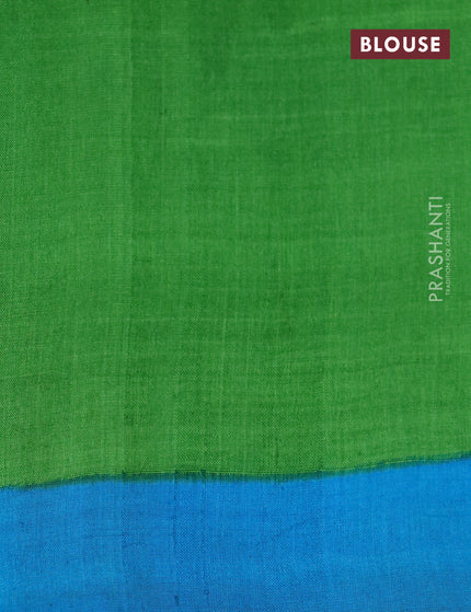 Bishnupuri silk saree pista green and blue with butta prints and printed border