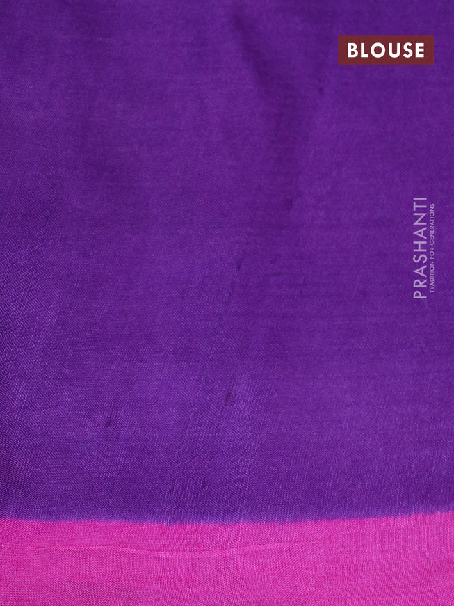 Bishnupuri silk saree light pink and violet with butta prints and printed border