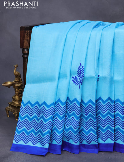 Bishnupuri silk saree light blue and blue with butta prints and printed border