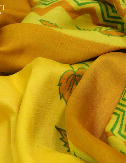 Bishnupuri silk saree yellow and green with butta prints and printed border