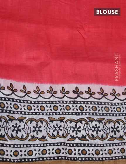 Bishnupuri silk saree red and dark sandal with butta prints and printed border