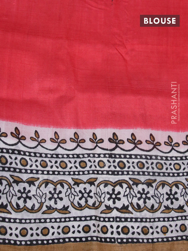 Bishnupuri silk saree red and dark sandal with butta prints and printed border