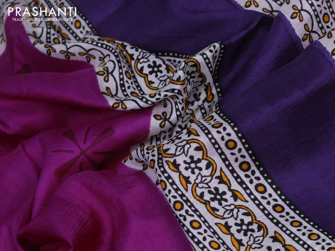 Bishnupuri silk saree purple and yellow with butta prints and printed border