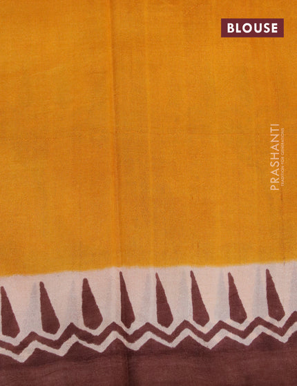 Bishnupuri silk saree sandal and brown with butta prints and printed border