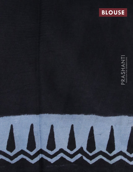 Bishnupuri silk saree pastel greyish blue and black with butta prints and printed border