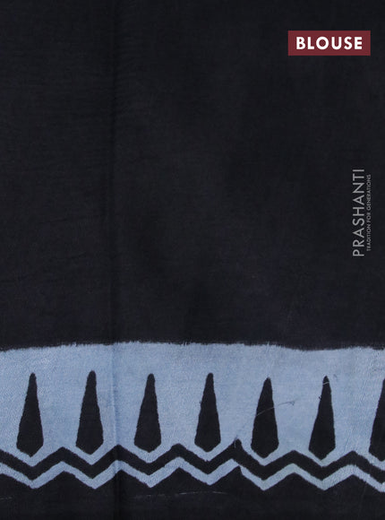 Bishnupuri silk saree pastel greyish blue and black with butta prints and printed border