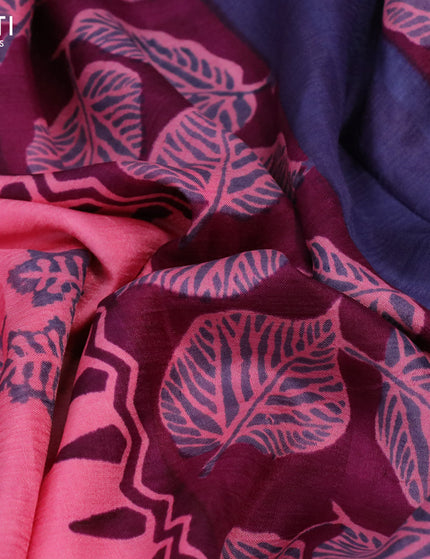 Bishnupuri silk saree pastel pink and deep purple with butta prints and printed border