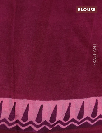 Bishnupuri silk saree pastel pink and deep purple with butta prints and printed border