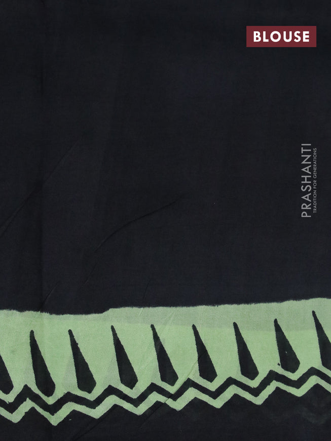 Bishnupuri silk saree pastel green and black with butta prints and printed border