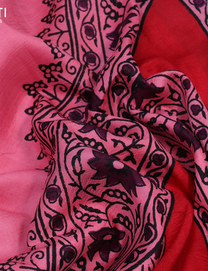 Bishnupuri silk saree pink shade and deep purple with butta prints and printed border