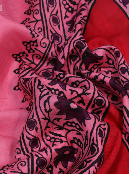 Bishnupuri silk saree pink shade and deep purple with butta prints and printed border