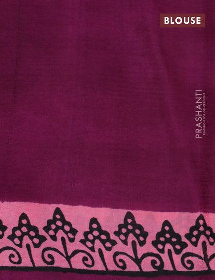 Bishnupuri silk saree pink shade and deep purple with butta prints and printed border