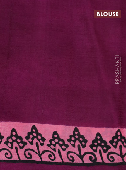 Bishnupuri silk saree pink shade and deep purple with butta prints and printed border