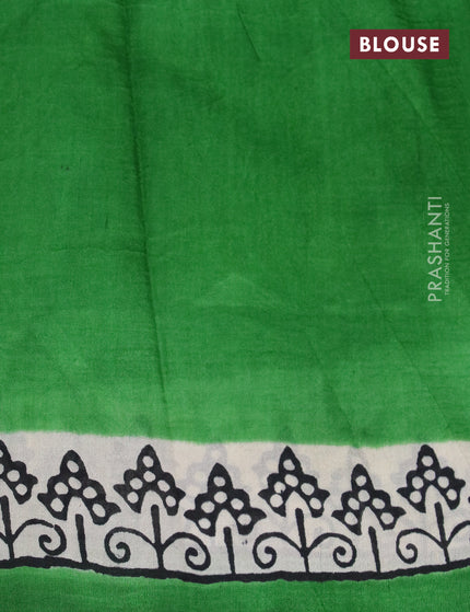 Bishnupuri silk saree cream and green with butta prints and printed border