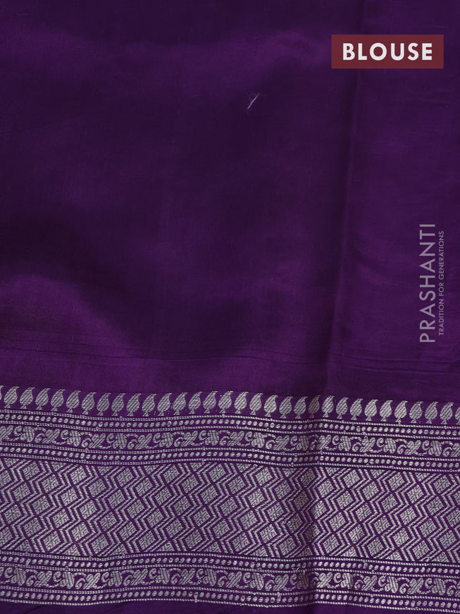 Chiniya silk saree magenta pink and deep violet with allover zari woven geometric weaves and zari woven border