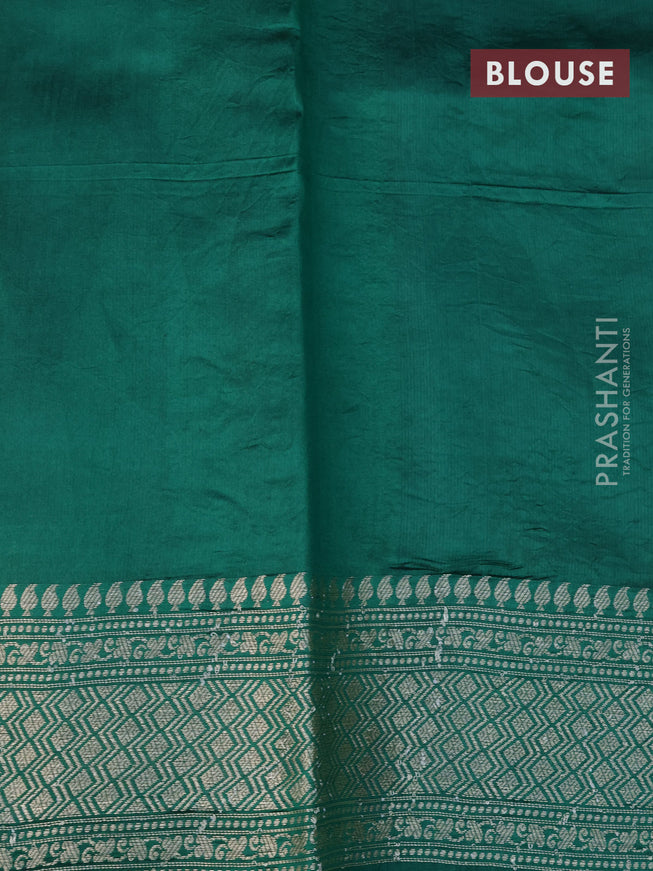 Chiniya silk saree red and green with allover zari woven geometric weaves and zari woven border