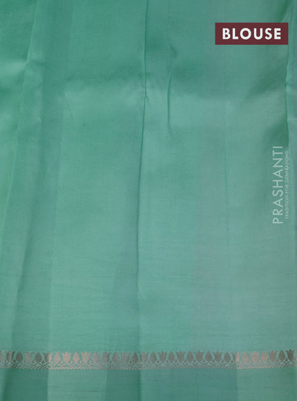 Chiniya silk saree teal green with zari woven buttas and zari woven simple border