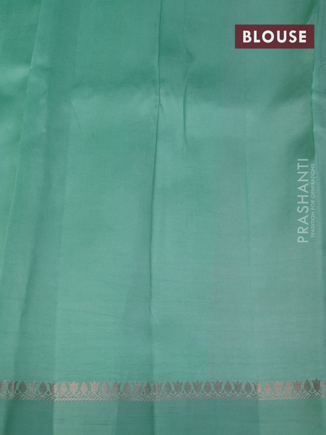 Chiniya silk saree teal green with zari woven buttas and zari woven simple border