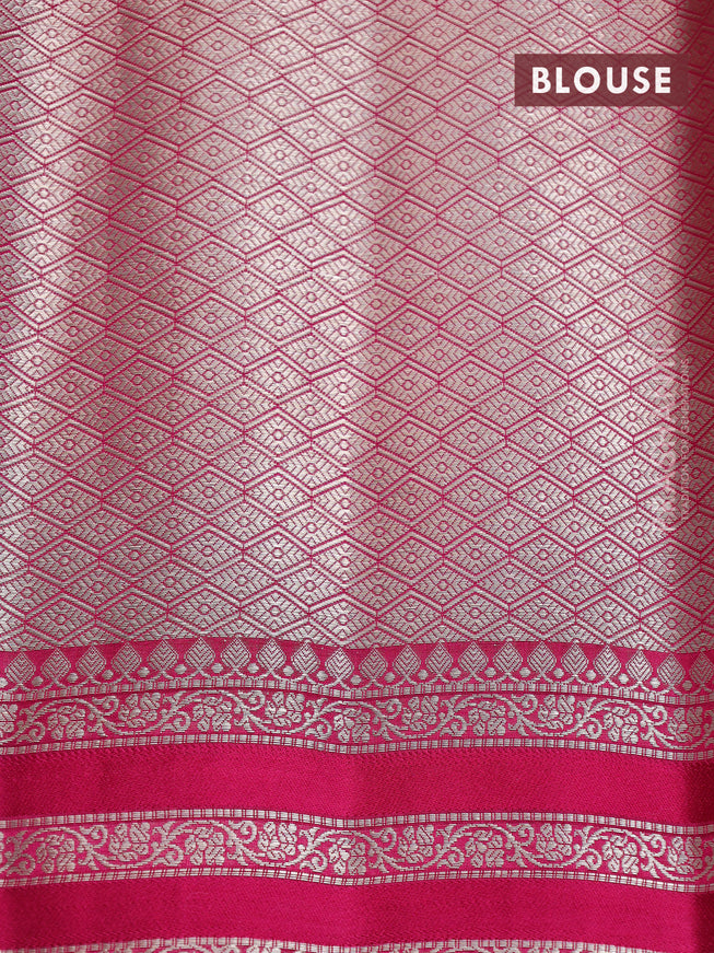 Chiniya silk saree cs blue and pink with zari woven floral buttas and zari woven border