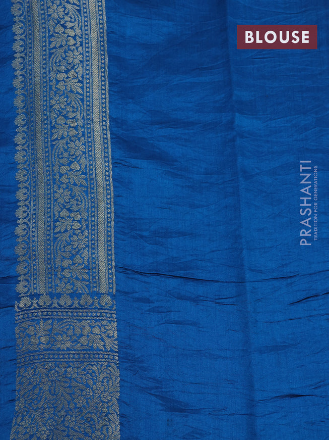 Chiniya silk saree deep violet and cs blue with allover zari weaves & bandhani prints and banarasi style border