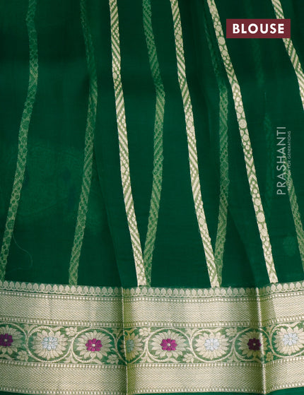 Banarasi organza silk saree green with thread & zari woven buttas and woven border