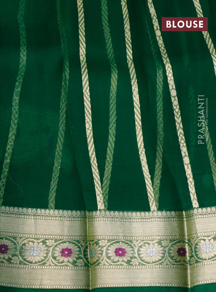 Banarasi organza silk saree green with thread & zari woven buttas and woven border