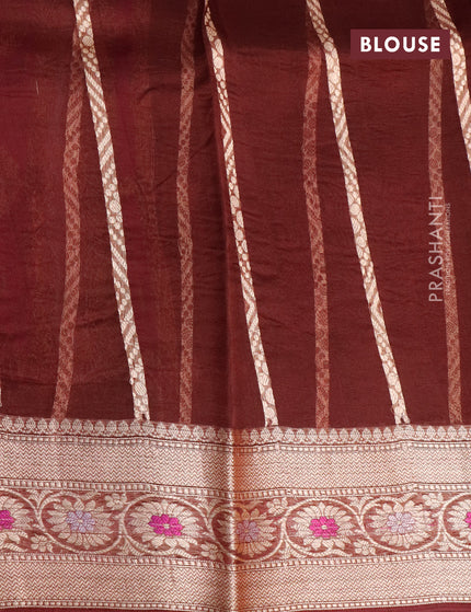 Banarasi organza silk saree deep maroon with thread & zari woven buttas and woven border