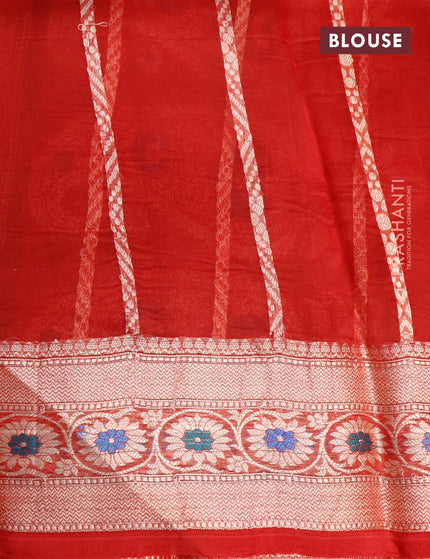 Banarasi organza silk saree black and maroon with thread & zari woven buttas and woven border