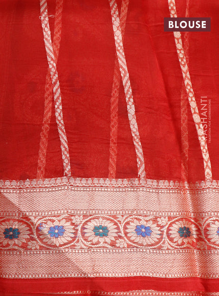 Banarasi organza silk saree black and maroon with thread & zari woven buttas and woven border