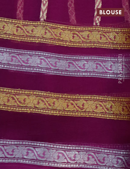 Banarasi organza silk saree purple with allover thread & zari woven buttas and long zari woven border