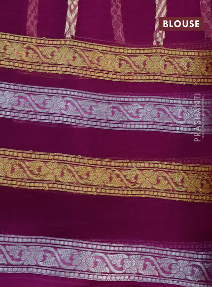 Banarasi organza silk saree purple with allover thread & zari woven buttas and long zari woven border