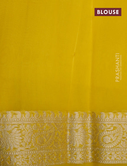 Banarasi organza silk saree purple and yellow with allover thread & zari woven buttas and woven border