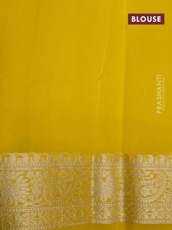 Banarasi organza silk saree purple and yellow with allover thread & zari woven buttas and woven border