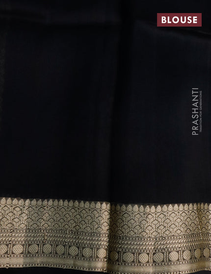 Banarasi organza silk saree black with thread & zari woven buttas and zari woven border