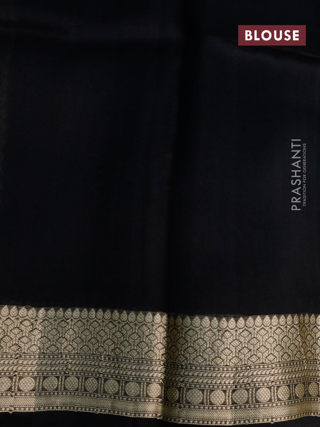 Banarasi organza silk saree black with thread & zari woven buttas and zari woven border