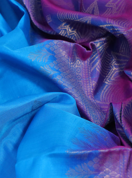 Pure soft silk saree light blue and dual shade of pink with zari woven buttas and long zari woven border