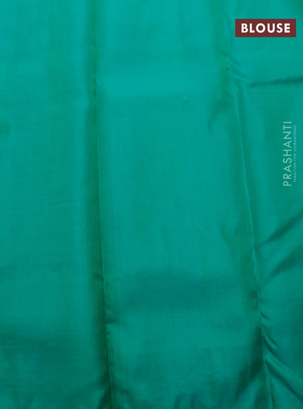 Pure soft silk saree mango yellow and teal green with allover silver zari woven brocade weaves and long silver zari woven border