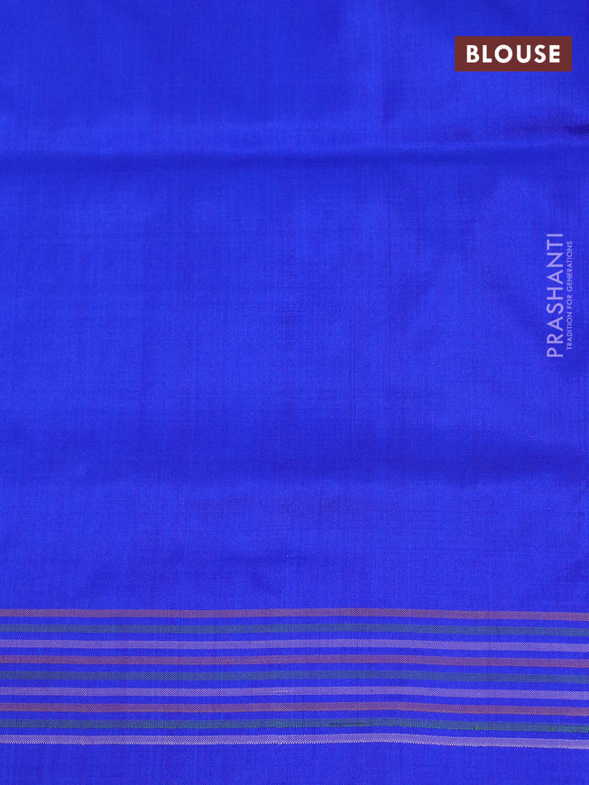 Pochampally silk saree red and blue with plain body and simple border