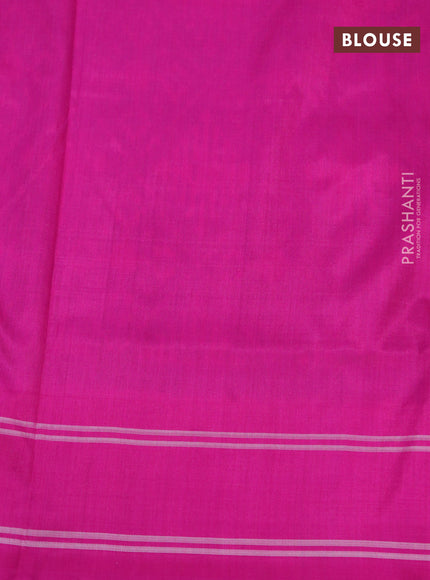 Pochampally silk saree mehendi green and pink with allover ikat weaves and simple border