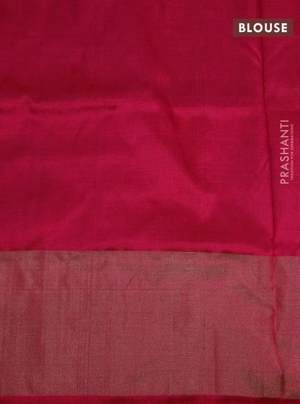 Pochampally silk saree dual shade of violet and pink with allover ikat weaves and long ikat woven zari border