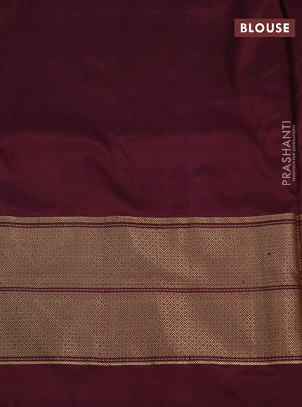 Pochampally silk saree blue and deep maroon with allover ikat weaves and long ikat woven zari border