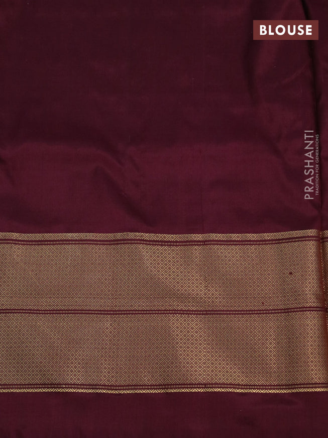 Pochampally silk saree blue and deep maroon with allover ikat weaves and long ikat woven zari border