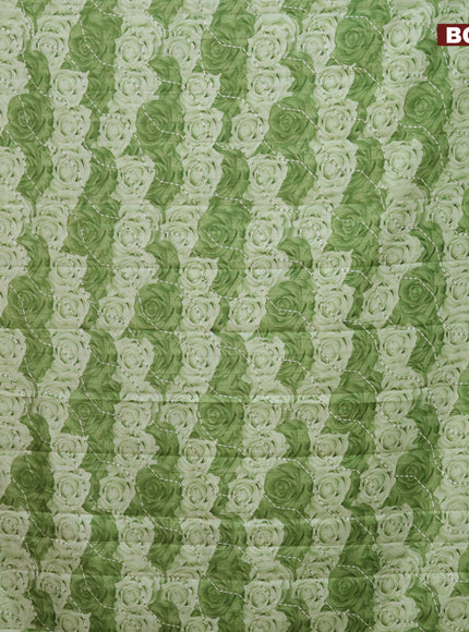 Semi tussar saree green shade with allover prints and zari woven border