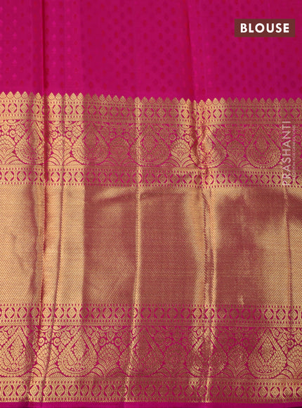 Pure kanjivaram silk saree pink with allover zari woven brocade weaves and long rich zari woven border