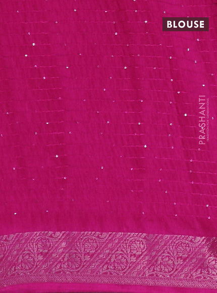 Semi raw silk saree pink with allover digital prints & sequin work and zari woven border