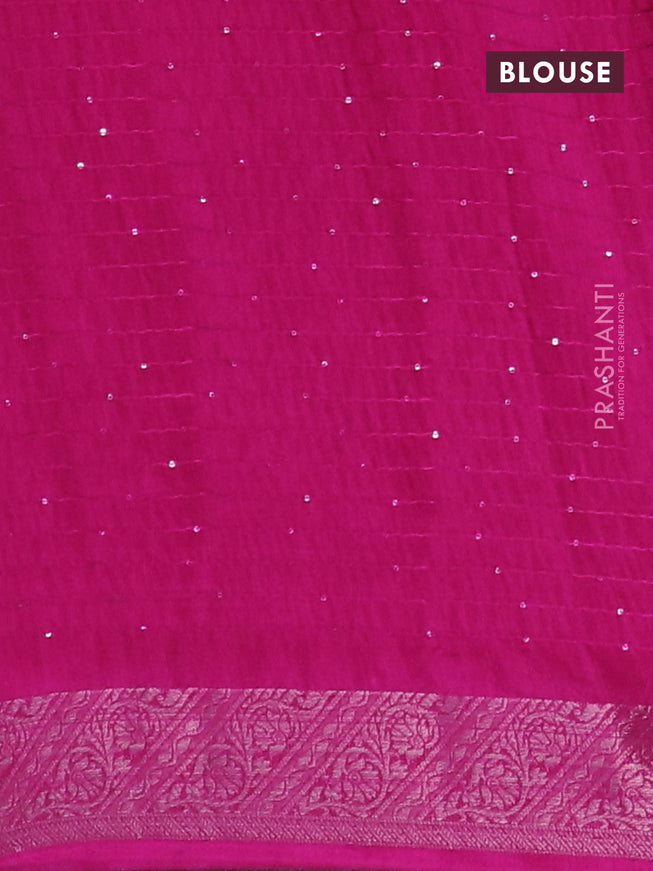 Semi raw silk saree pink with allover digital prints & sequin work and zari woven border