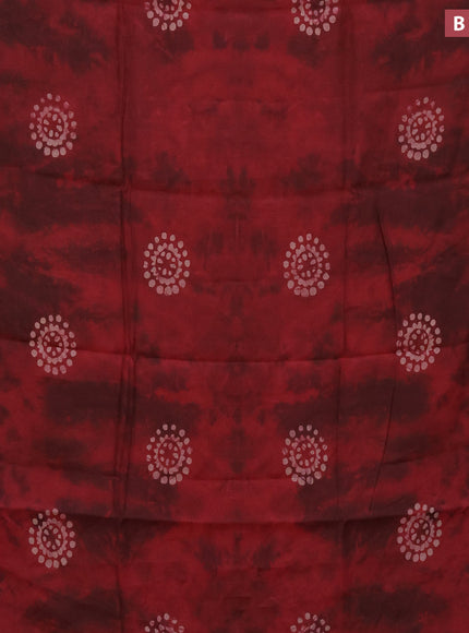 Muslin cotton saree maroon with batik butta prints and small zari woven border