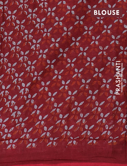 Muslin cotton saree dark mustard and rustic orange maroon with allover butta prints and printed border